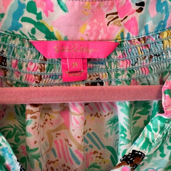 Lilly Pulitzer Let's Get Together Multicolor Silk Elsa Top - Picture 7 of 8